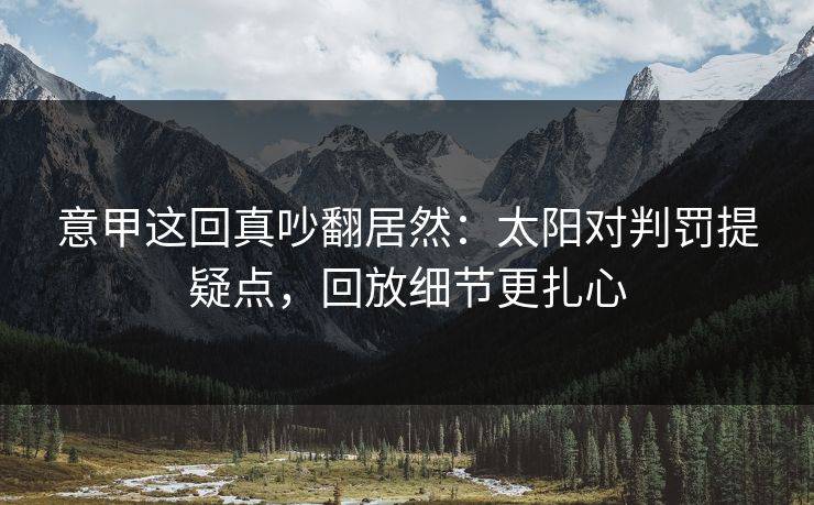 意甲这回真吵翻居然：太阳对判罚提疑点，回放细节更扎心